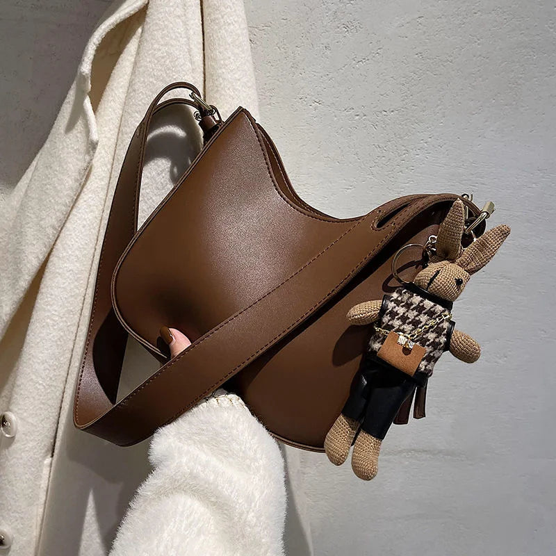 Small Bag Women's Bag Texture Single Shoulder Bag Versatile Messenger Bucket Bag