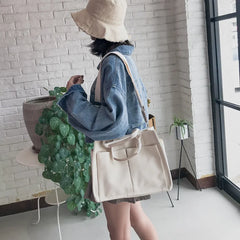 Canvas Messenger Bag Large Capacity Multi-pocket Student Schoolbag