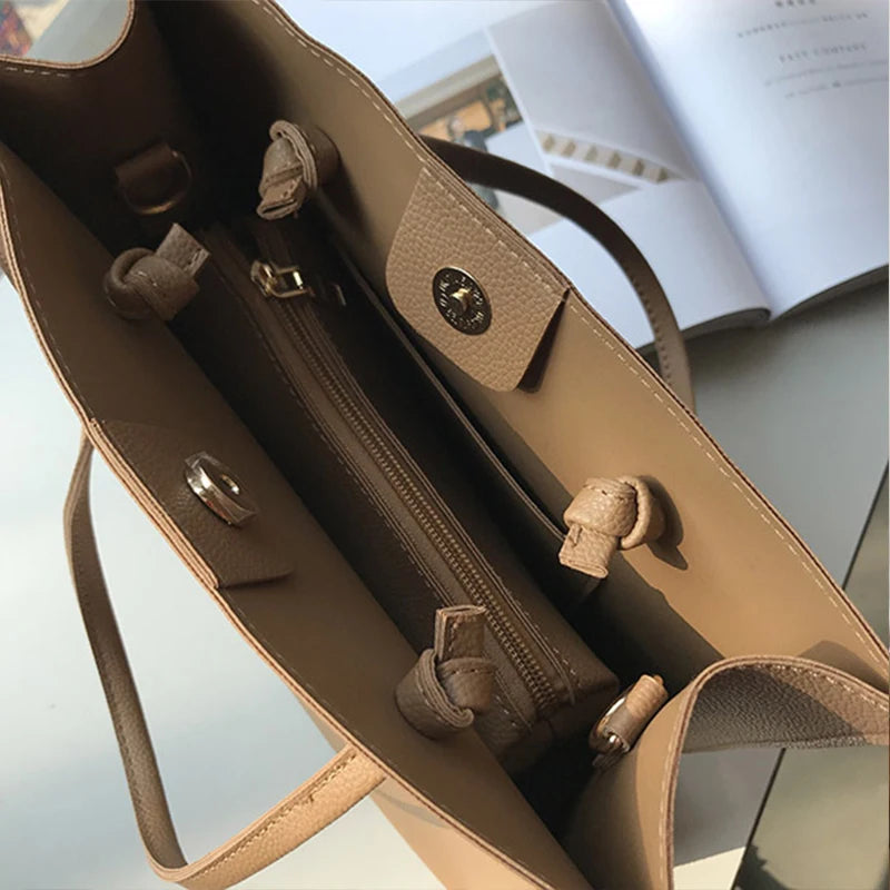 Large Capacity PU Leather Tote Bag Women's Shoulder Handbags