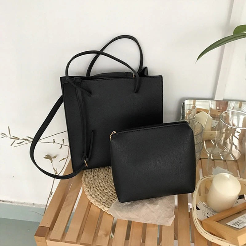 Large Capacity PU Leather Tote Bag Women's Shoulder Handbags