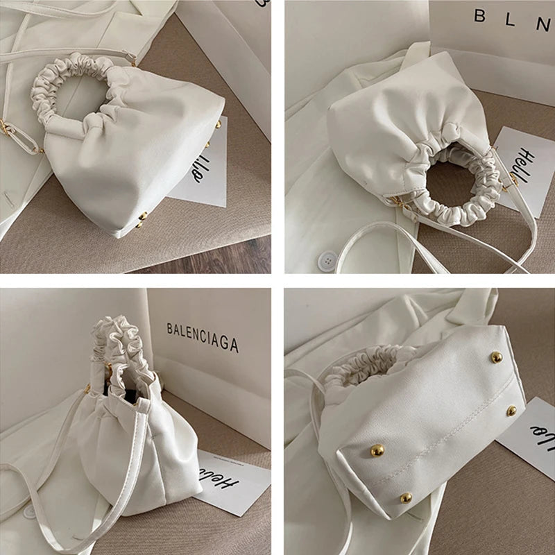 Women's Fold Buckle Shoulder Bag Messenger Bag PU Leather Handbags