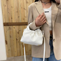 Women's Fold Buckle Shoulder Bag Messenger Bag PU Leather Handbags