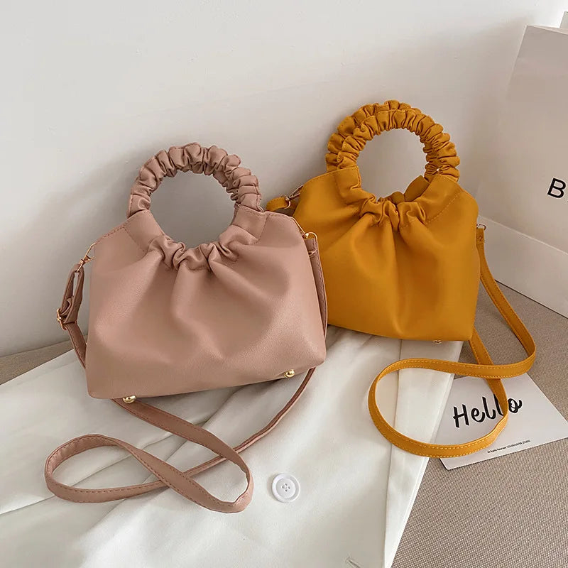 Women's Fold Buckle Shoulder Bag Messenger Bag PU Leather Handbags