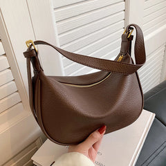 Women's Soft Pu Leather Shoulder Bag Half Moon Handbag