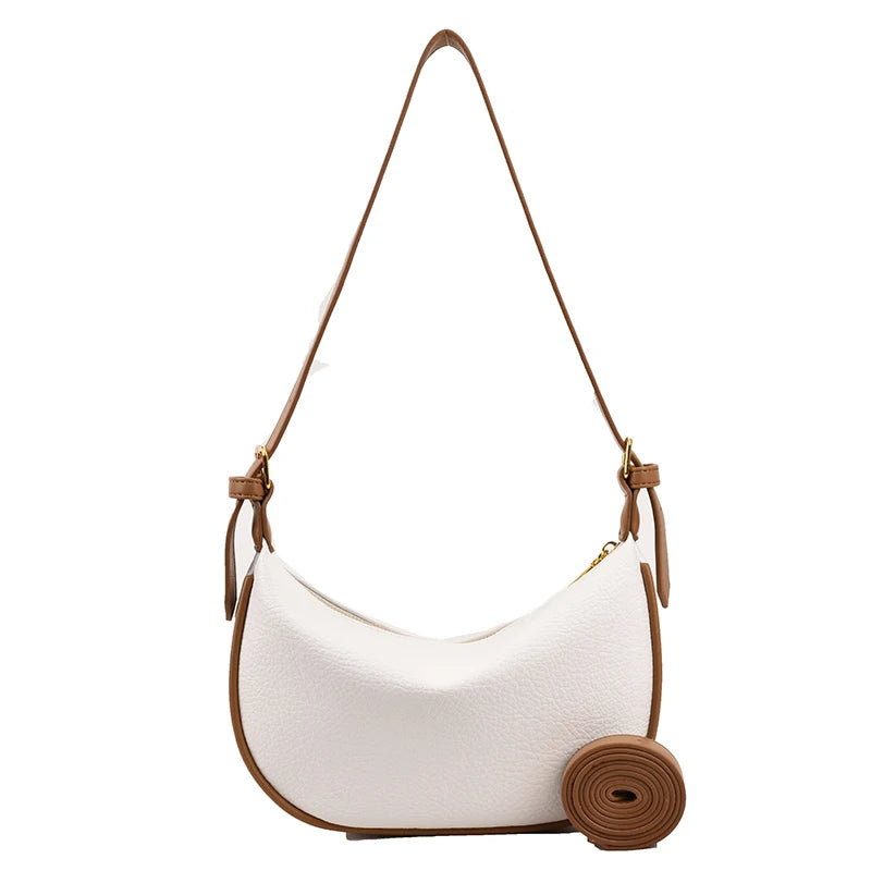 Women's Soft Pu Leather Shoulder Bag Half Moon Handbag