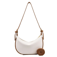 Women's Soft Pu Leather Shoulder Bag Half Moon Handbag