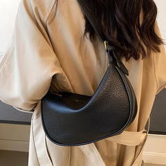 Women's Soft Pu Leather Shoulder Bag Half Moon Handbag
