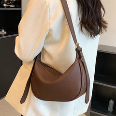Women's Soft Pu Leather Shoulder Bag Half Moon Handbag