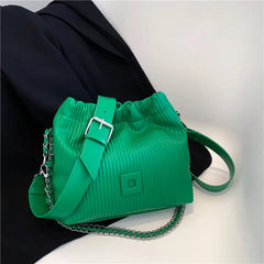 Women's High Bucket Shoulder Bag with Chains