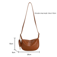 Retro Casual Women's Totes Shoulder Bag Half Moon PU Leather Handbags