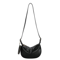 Retro Casual Women's Totes Shoulder Bag Half Moon PU Leather Handbags