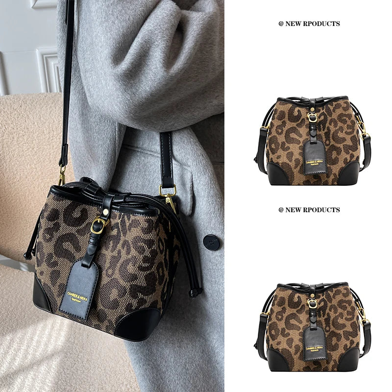 Leopard Shoulder Bag Mini Bag Bucket Bag