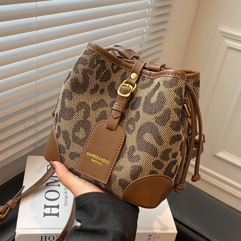 Leopard Shoulder Bag Mini Bag Bucket Bag