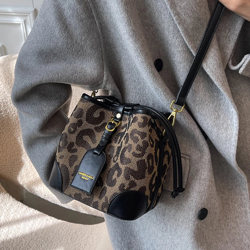 Leopard Shoulder Bag Mini Bag Bucket Bag