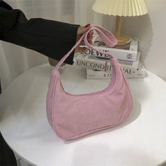 Corduroy Shoulder Bag Autumn Winter Style Women's Underarm Bag
