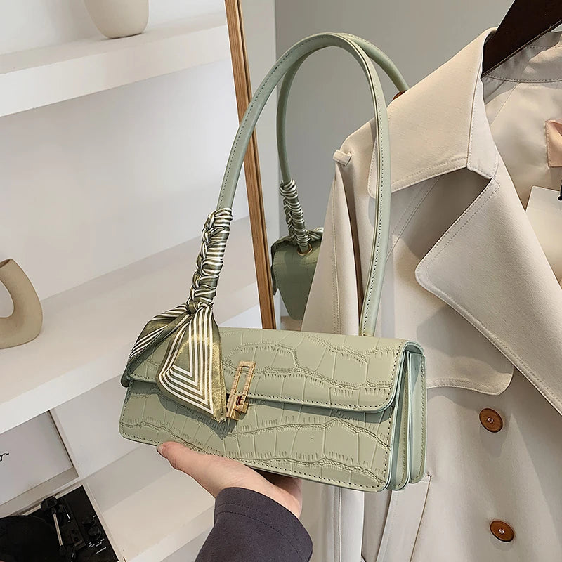 Stone Pattern Shoulder Underarm Bag Texture PU Handbags