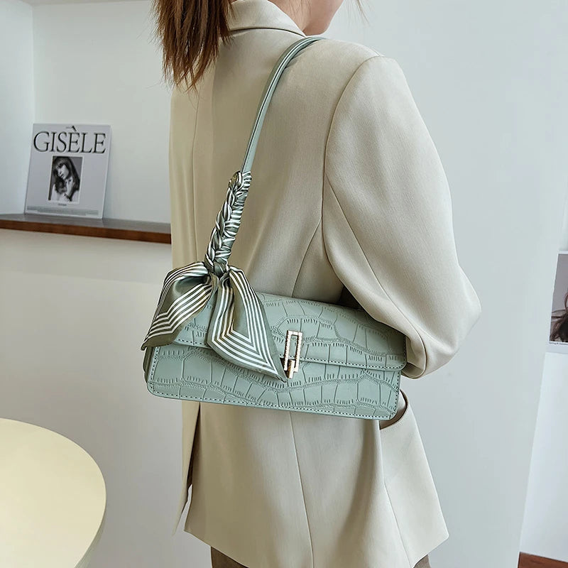 Stone Pattern Shoulder Underarm Bag Texture PU Handbags