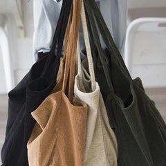 Large Capacity Corduroy Shoulder Bag Tote Handbag