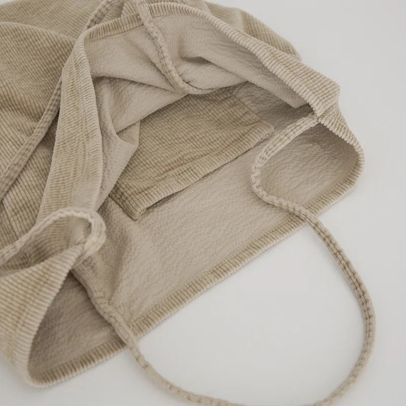 Large Capacity Corduroy Shoulder Bag Tote Handbag