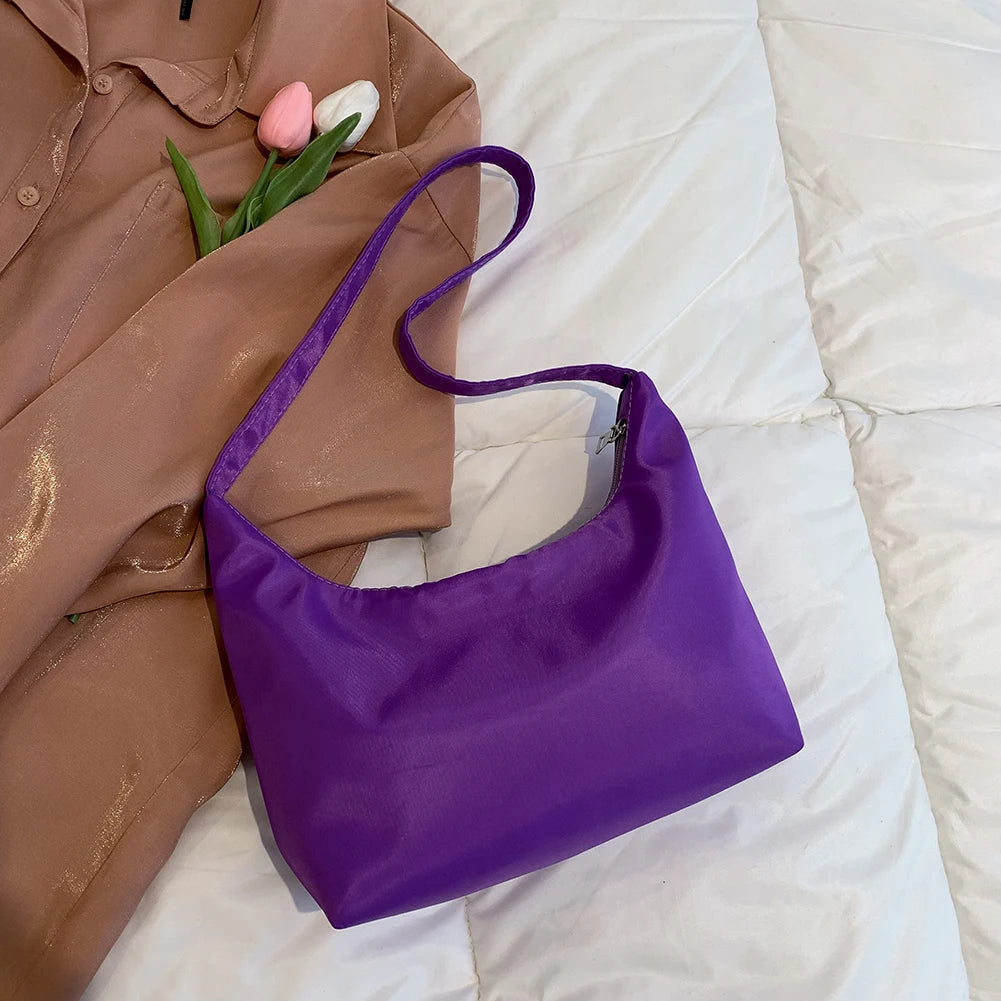 Women's Casual Nylon Shoulder Bag Zipper Tote Handbag
