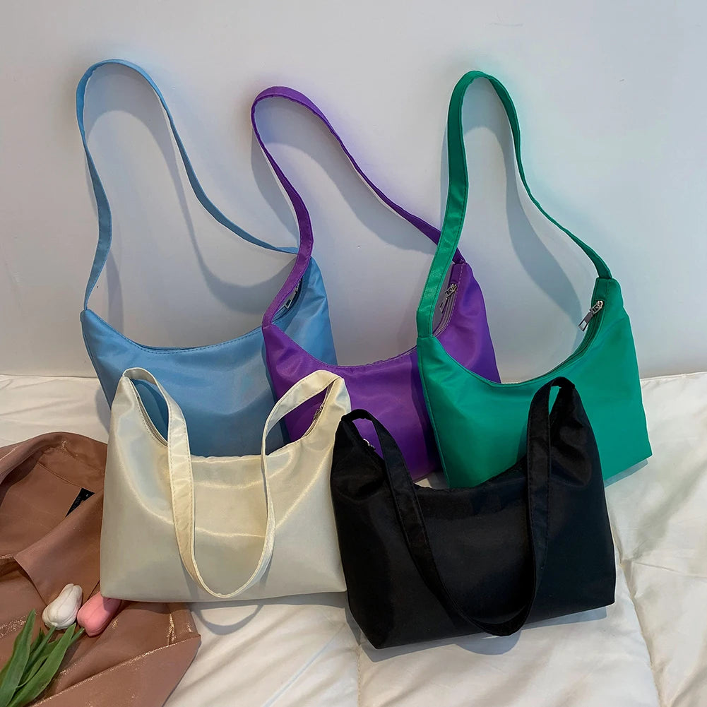 Women's Casual Nylon Shoulder Bag Zipper Tote Handbag