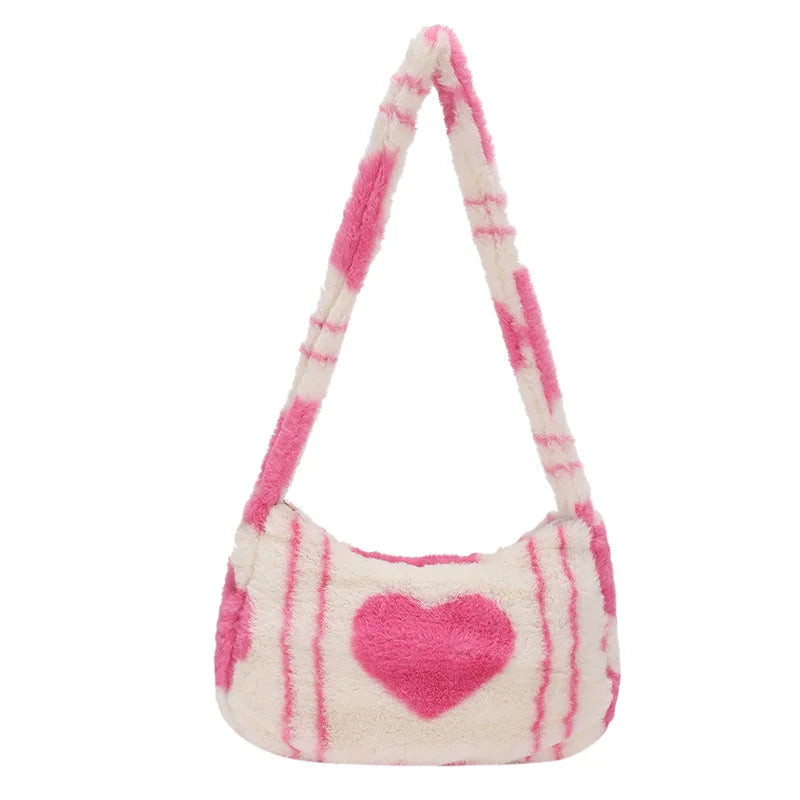 Plush Faux Fur Bag Top-handle Bags Winter Small Handbags