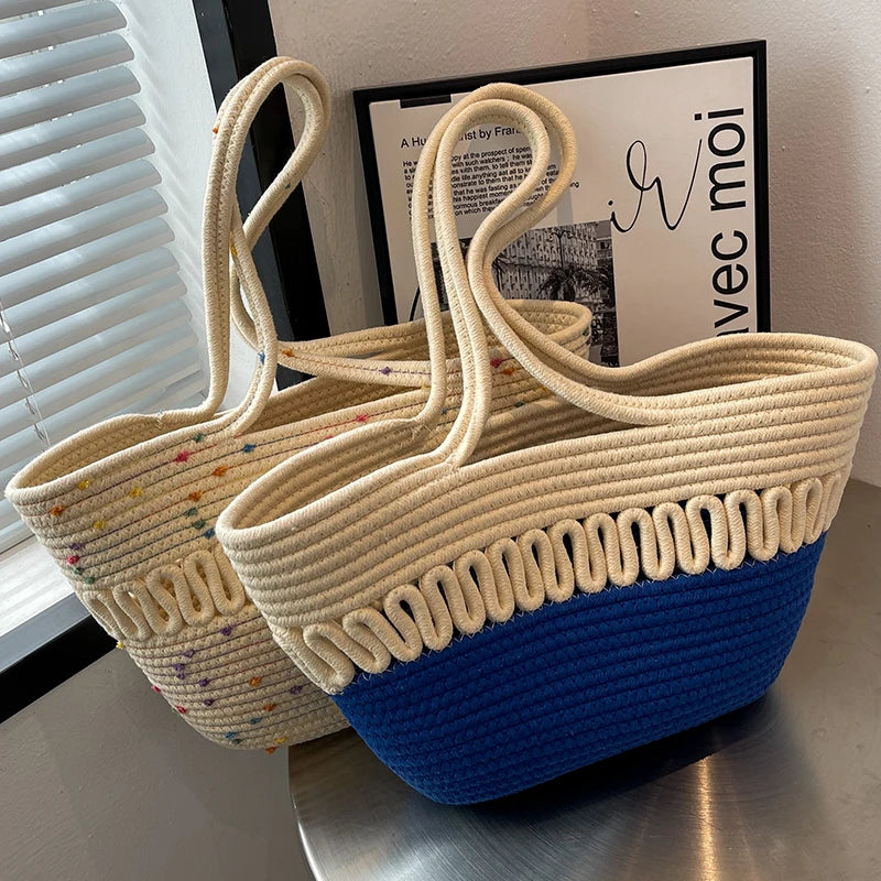Straw Woven Beach Shoulder Bag Large-capacity Basket Bag