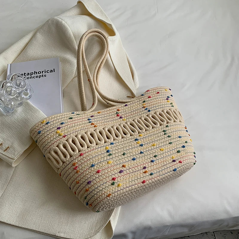 Straw Woven Beach Shoulder Bag Large-capacity Basket Bag