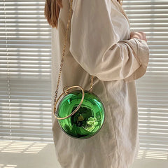 Acrylic Transparent Crossbody Bag Women Party Evening Purse Ring Handle Handbag
