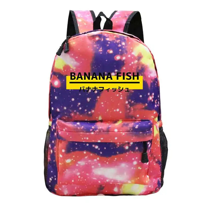 Banana Fish Women Backpack Waterproof Nylon School Backpack