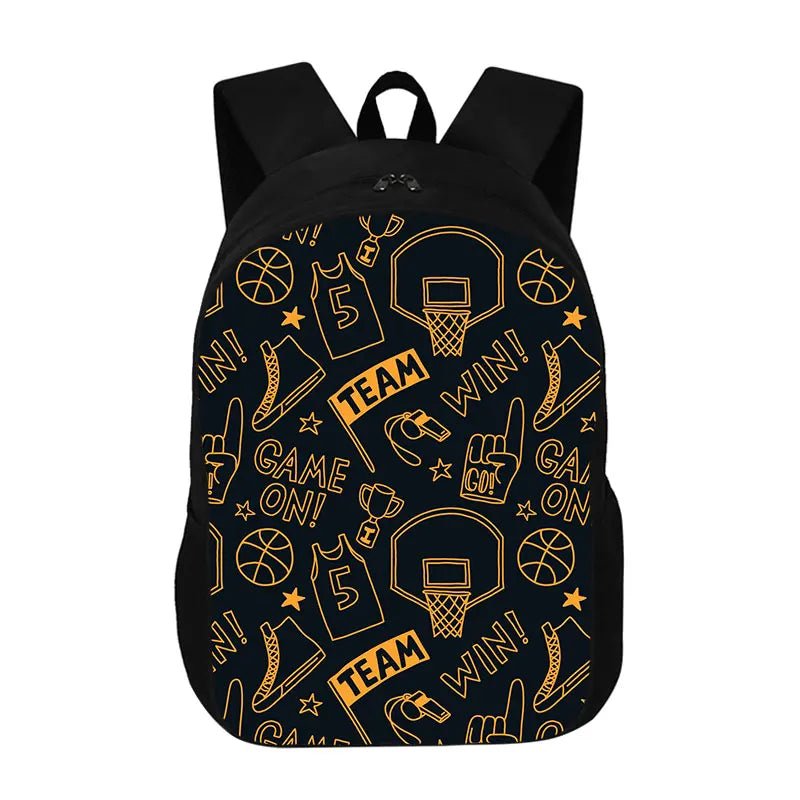 Basketball Print Men Backpack Large Capacity Bag For Travel Casual Sport