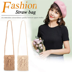 Vintage Straw Tassel Mini Crossbody Bag for Summer Beach