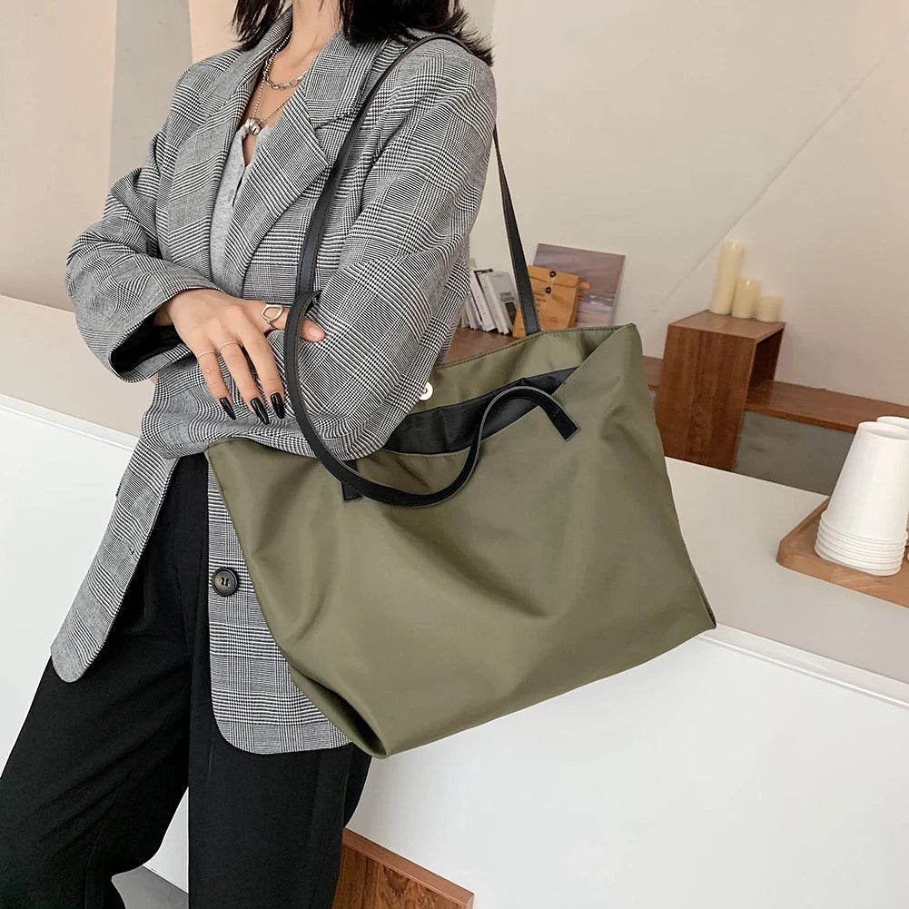 Women's Beach Tote Shopper Bag Nylon Shoulder Top-handle Bag