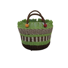 Striped Tassel Beach Bag for Women Paper Rope Woven Shopper Purses