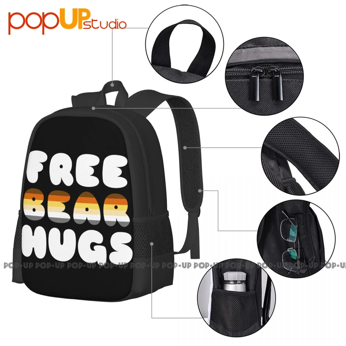 Bear Hugs Gay Bear Backpack Large Capacity Beach Gym Bag