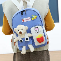 Bear Pendant Schoolbag For Kids Cartoon Backpack Children Load Reducing Backpack