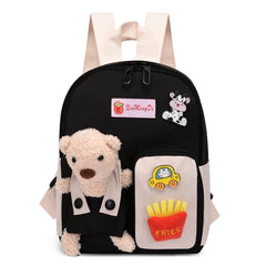 Bear Pendant Schoolbag For Kids Cartoon Backpack Children Load Reducing Backpack