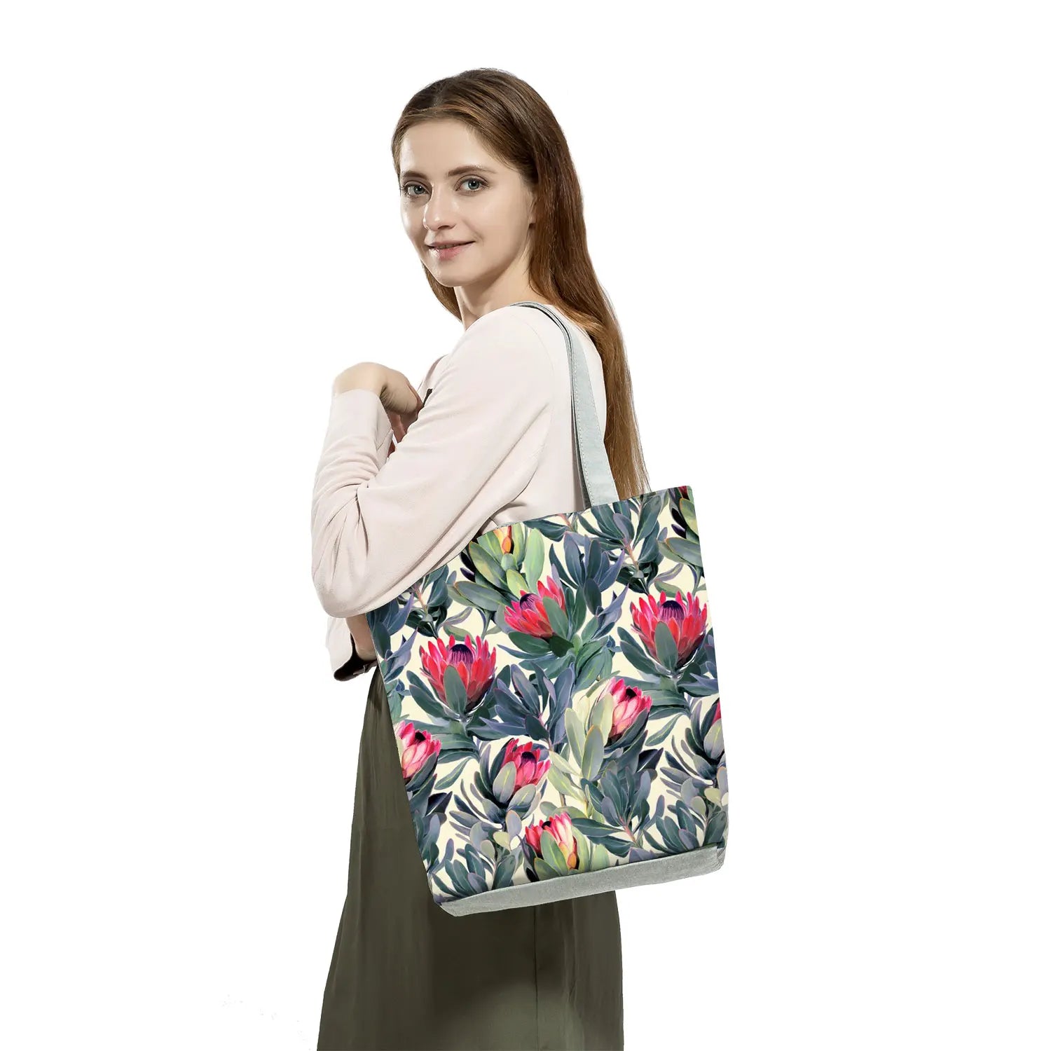 Flower Plant Print Women Handbags Casual Tote Bags