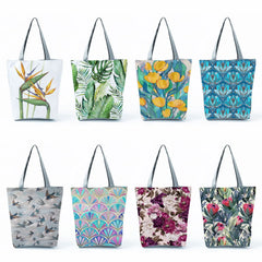 Flower Plant Print Women Handbags Casual Tote Bags