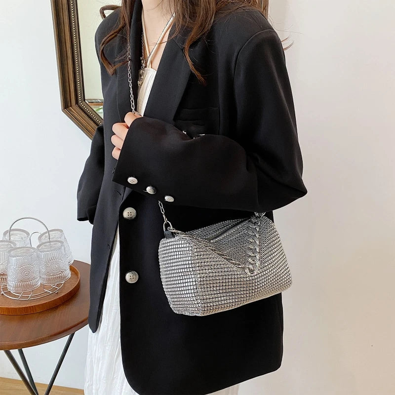 Glitter Rhinestone Crossbody Evening Bag for Masquerades