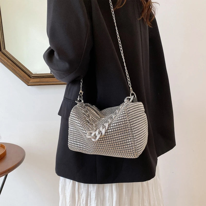Glitter Rhinestone Crossbody Evening Bag for Masquerades