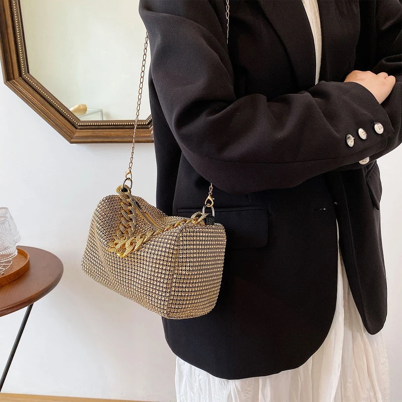 Glitter Rhinestone Crossbody Evening Bag for Masquerades