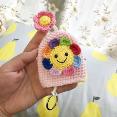 Sunflower Women Pull Type Key Bag Hand Knitting Key Wallets