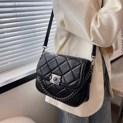 BeeHouse Women's Shoulder Bag Pu Leather Lingge Pattern Straddle Small Bag
