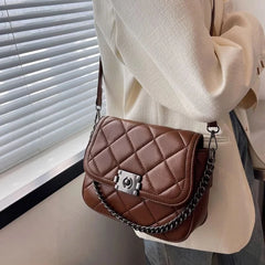 BeeHouse Women's Shoulder Bag Pu Leather Lingge Pattern Straddle Small Bag