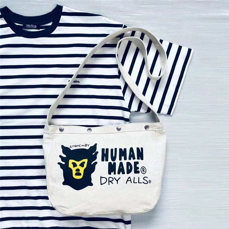 Monkey Head Print Shoulder Messenger Bag Vintage Canvas Bag