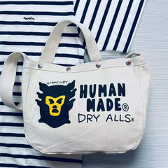 Monkey Head Print Shoulder Messenger Bag Vintage Canvas Bag