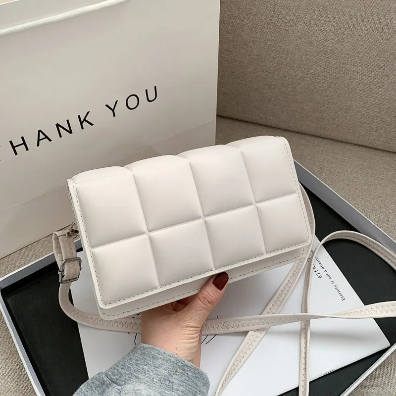 Checkered Flap Leather Crossbody Bags for Women