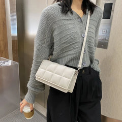 Checkered Flap Leather Crossbody Bags for Women