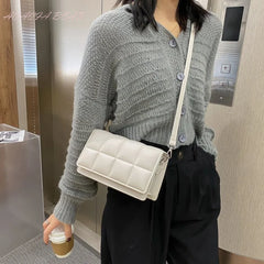 Checkered Flap Women Pu Leather Handbags Crossbody Bags for Women